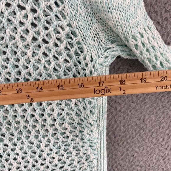 Tommy Bahama Sweater Womens Extra Large Blue Crochet Open Knit Linen Blend Beach - Picture 7 of 9